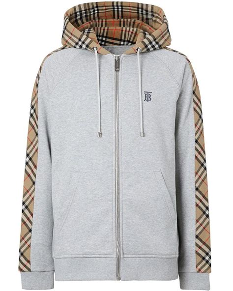 burberry hoodie zip grey|Burberry zip up hoodie black.